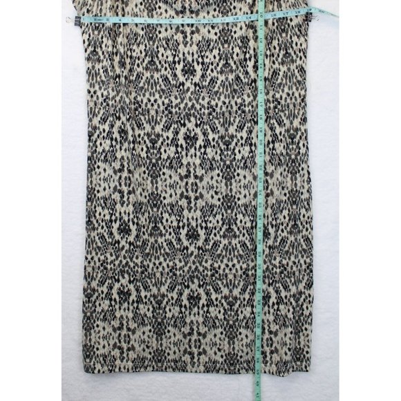 Merona Dress Small Knee Length Short Sleeve Cowl Neck Stretchy Snake Print Beige - Picture 5 of 9